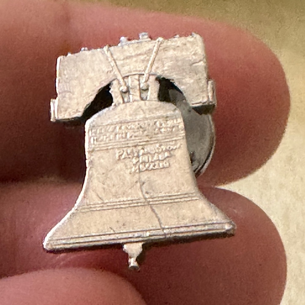 Vintage Liberty Bell Metal Tie Tack / Lapel / Hat Pin / Brooch.